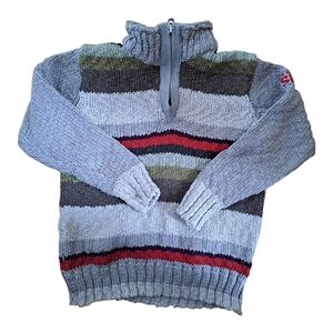 Boys’ Striped Knit 1/4 Zip Sweater – Size 4-5Y – Le Parkour SKHB – Sherpa Lined